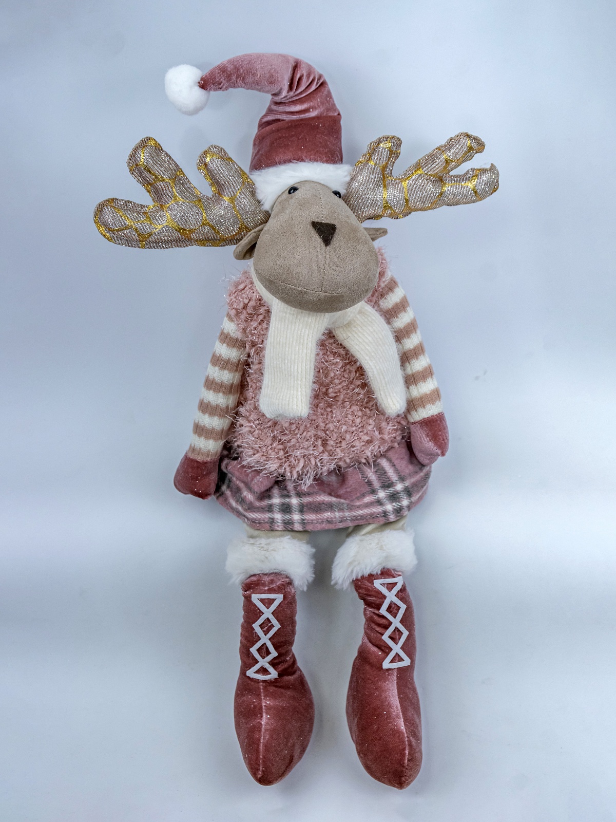 Фигура Лось сидящий Розовый 64 см