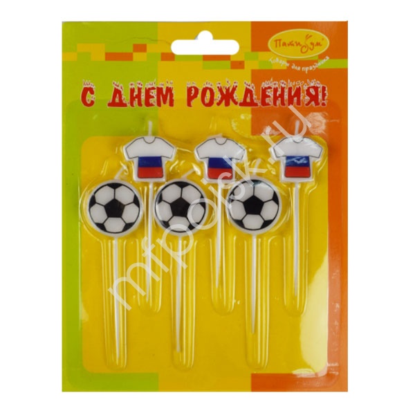 Свечи для торта Футбол Россия 2.5см 6шт (3+3)