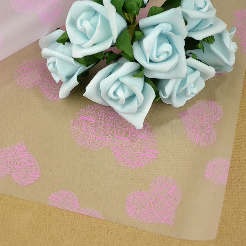 Пленка матовая Сердца LOVE 60cm*10m. розовые 16