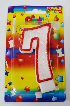 Свеча цифра большая с блестками №7