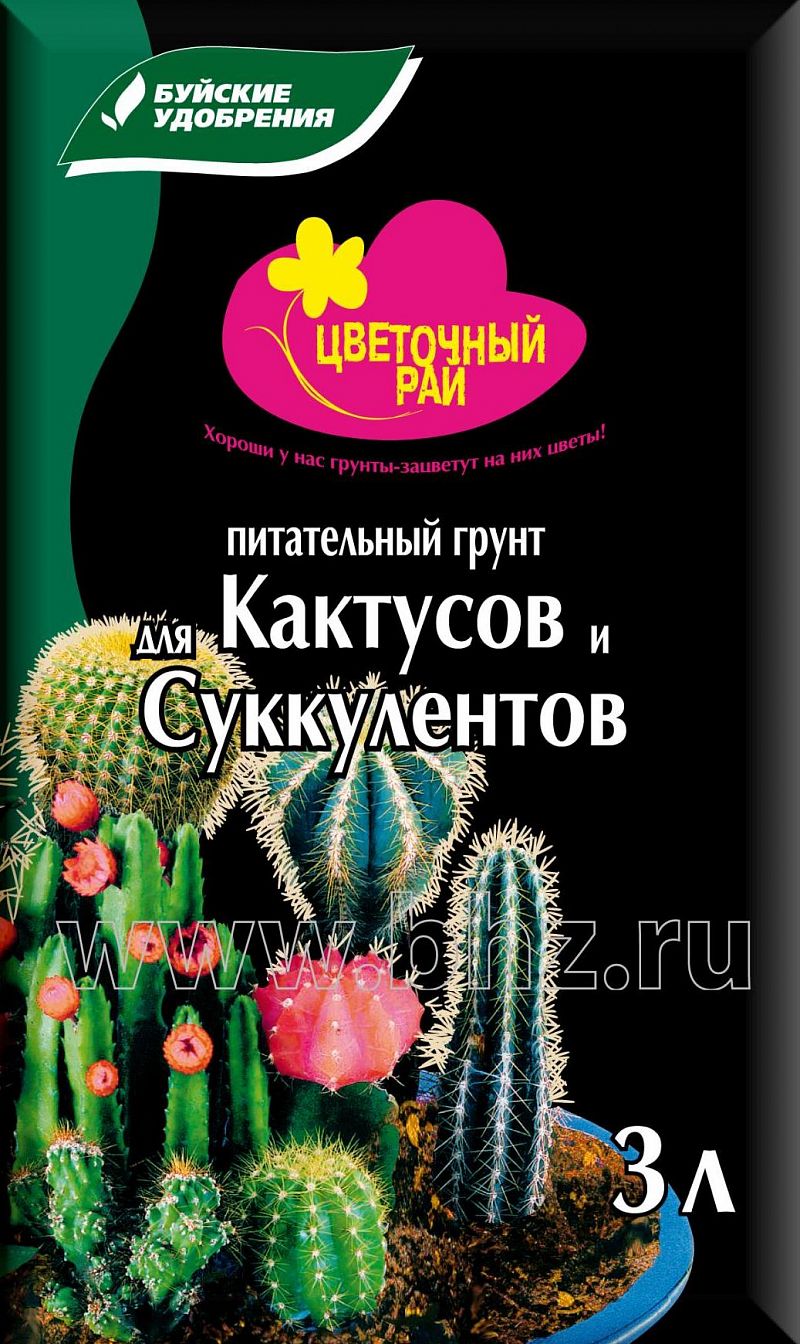 Грунт питательный "Цветочный рай" для кактусов и суккулентов