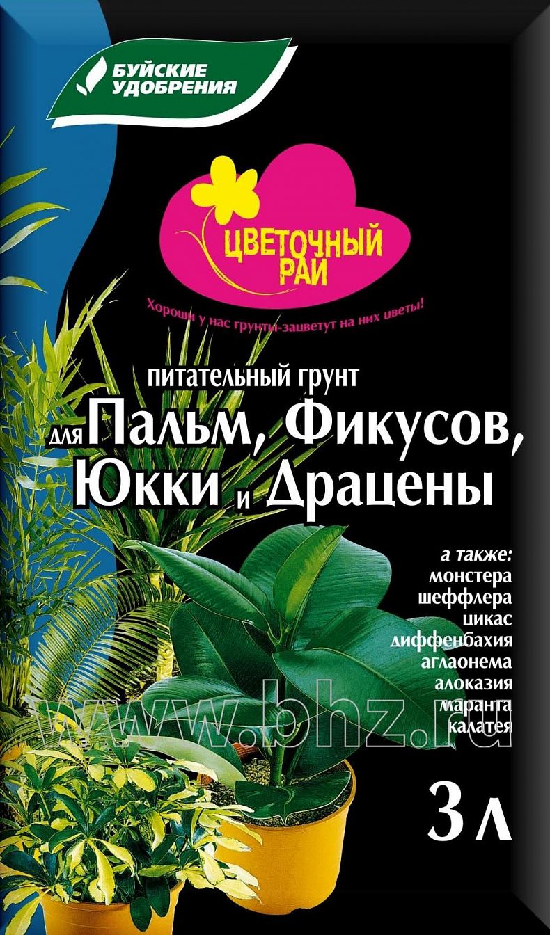 Грунт питательный "Цветочный рай" для пальм, фикусов, юкки и драцены