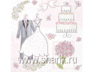 Салфетки Свадьба Romantic 33см 16шт/А