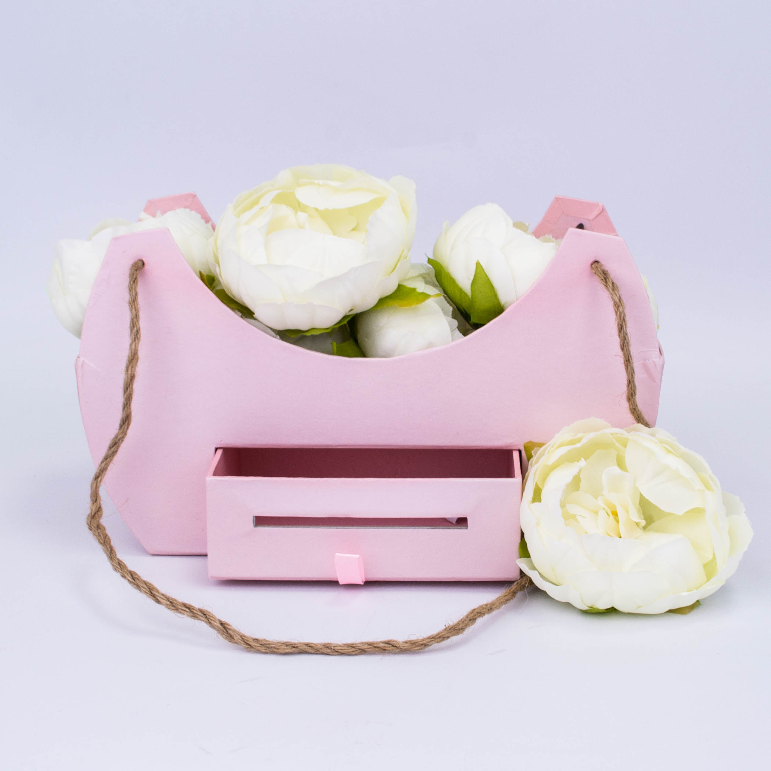 Сумка под цветы с ящиком 25x14.5x9.5cm Розовая т.м 40
