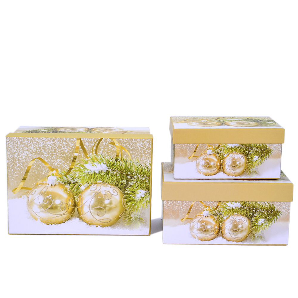 Набор коробок из 3шт Новый год 22x15x11.5cm ; 18.5*12.5*9.5 ; 15.5*10.5*7.3 т.м. 36шт