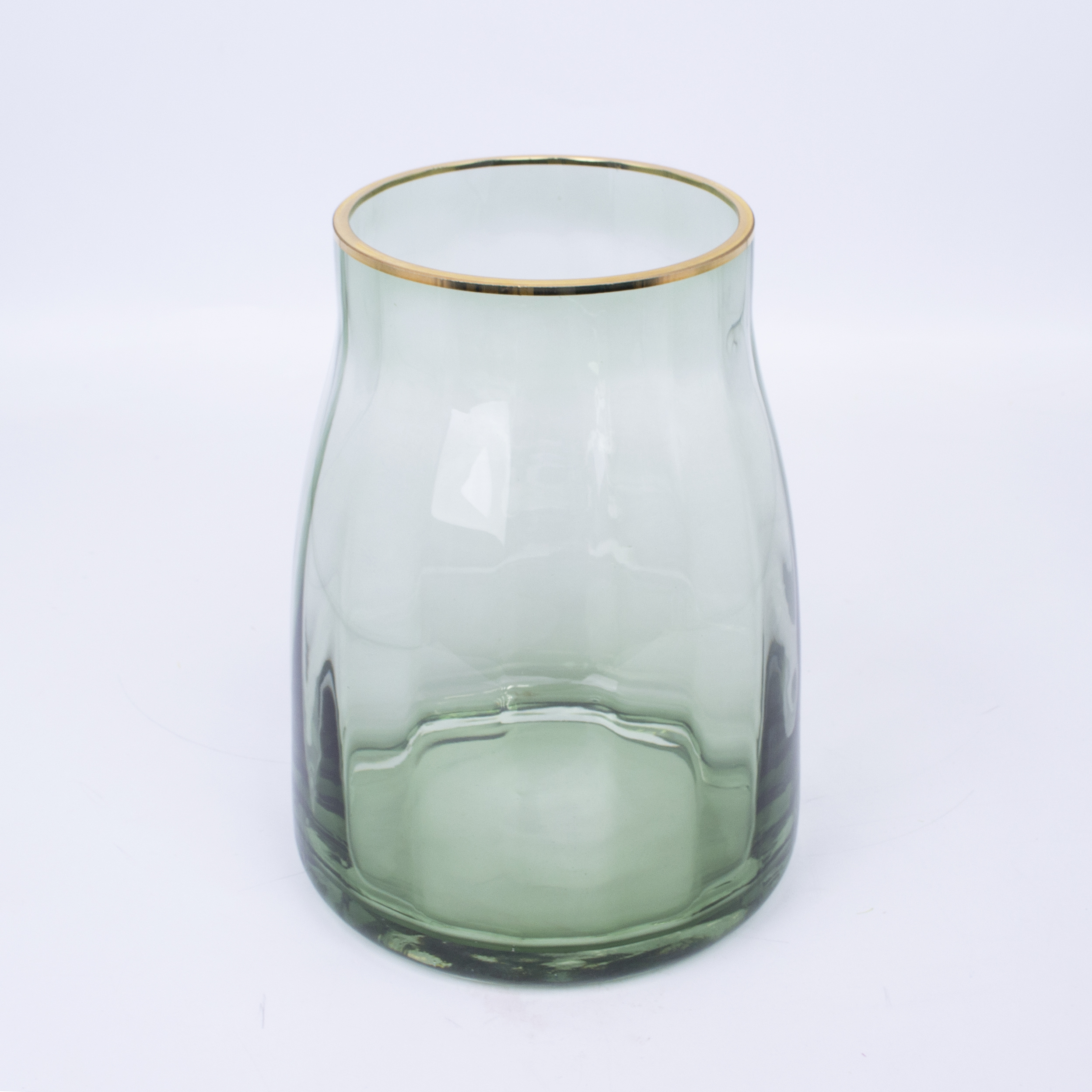 Ваза стекло Объёмная Зелёная H20.5cmD15cm 1621