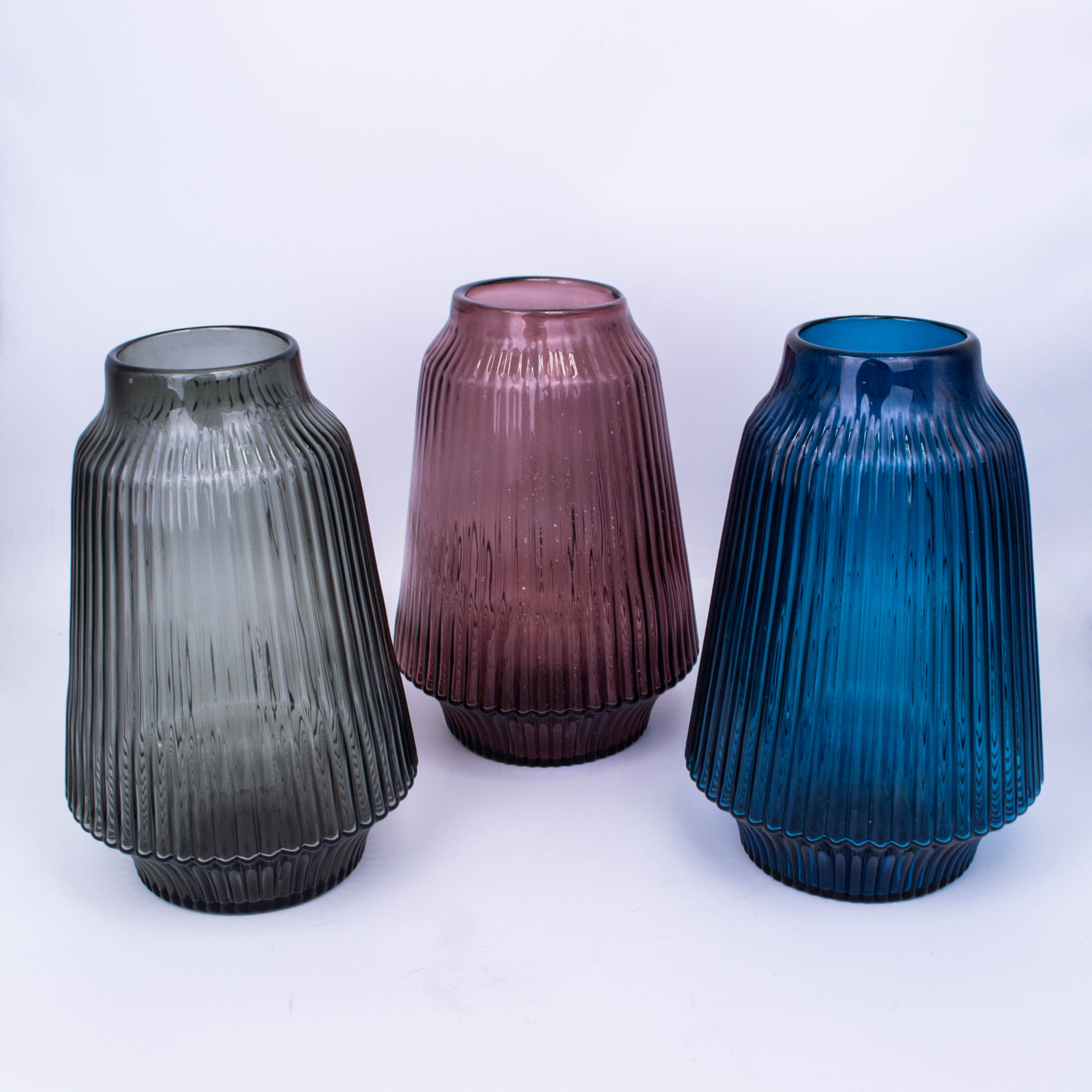 Ваза стекло Плиссе Микс H27cmD17cm 1803T