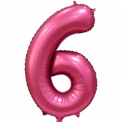Шар (34''/86 см) Цифра Бордовый сатин №6 Falali