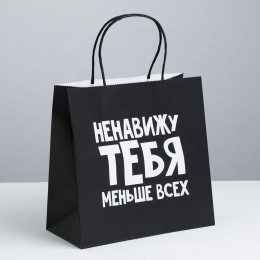 Пакет Крафт с приколами Ненавижу Тебя Меньше Всех 22*22*11см