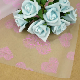 Пленка матовая Сердца LOVE 60cm*10m. розовые 16