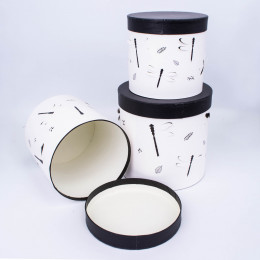 Набор Коробок Тубус Белый Стрекозы L 19.5x19cm M 17.5x17cm S 15.5x15cm 3шт