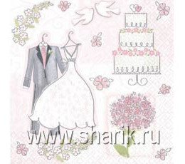 Салфетки Свадьба Romantic 33см 16шт/А
