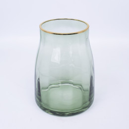 Ваза стекло Объёмная Зелёная H20.5cmD15cm 1621