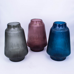 Ваза стекло Плиссе Микс H27cmD17cm 1803T