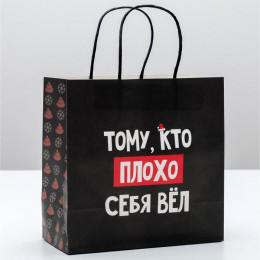 Пакет подарочный НГ Кто плохо себя вёл 22*22*11см