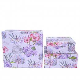 Набор коробок Квадрат 3шт L.28x28x12.8cm. M.24x24x10.8cm .S.20x20x9cm Цветы тм16