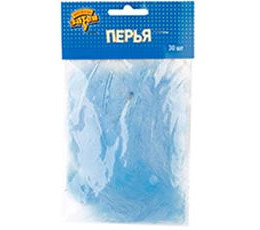 Перья декоративные Голубые 10см 30шт/G