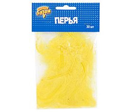 Перья декоративные Жёлтые 10см 30шт/G