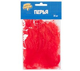 Перья декоративные Красные 10см 30шт/G