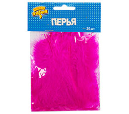 Перья декоративные Ярко-розовые 10см 30шт/G